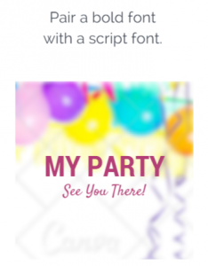 Pair a bold font with a script font