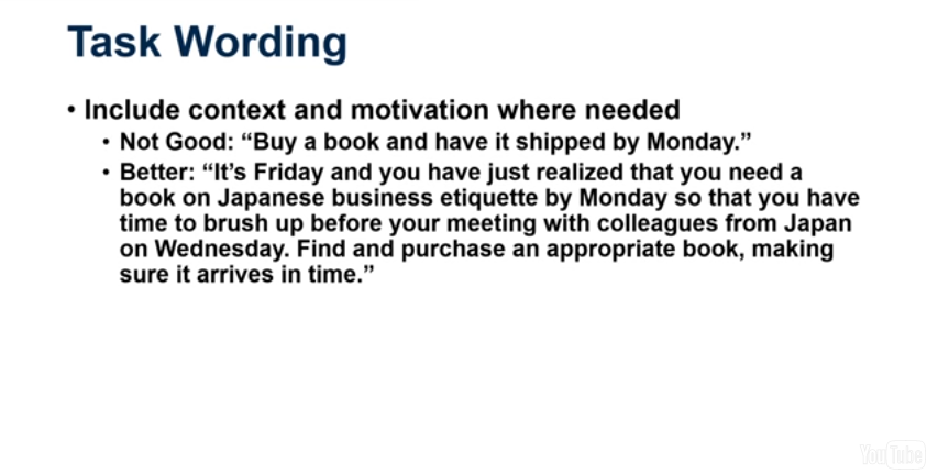 Task wording: context motivation